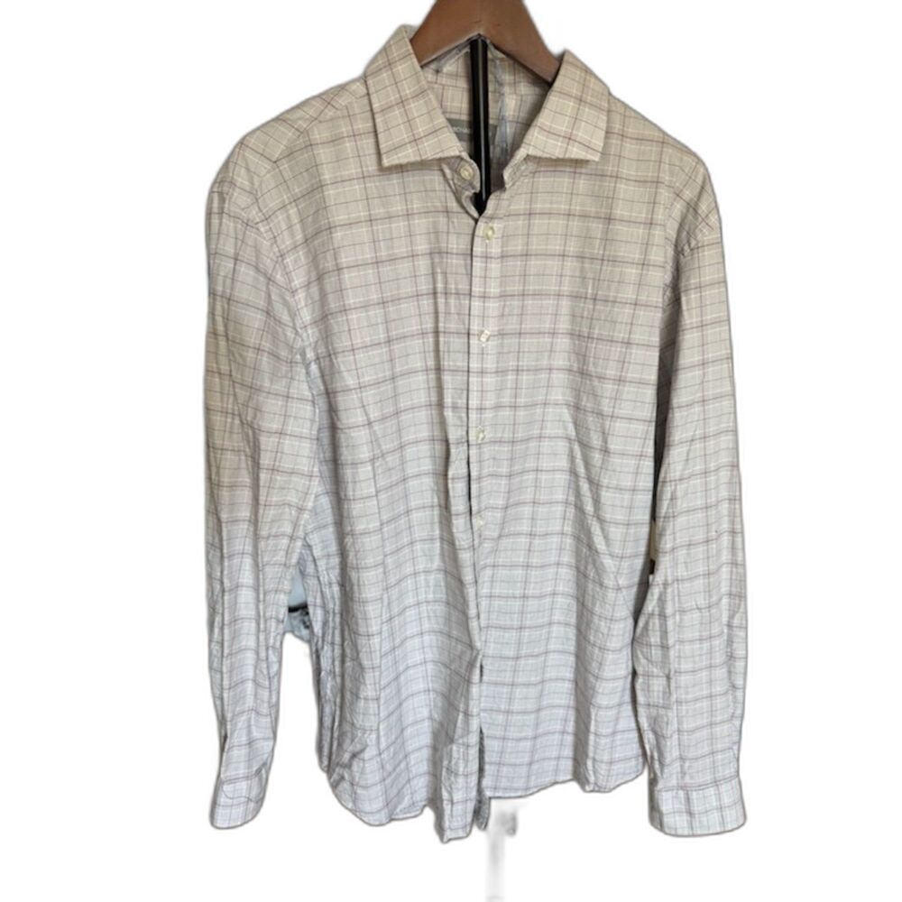 Michael Kors Slim Fit Stretch Plaid Dress Shirt XL 17.5 34/35 Button Down